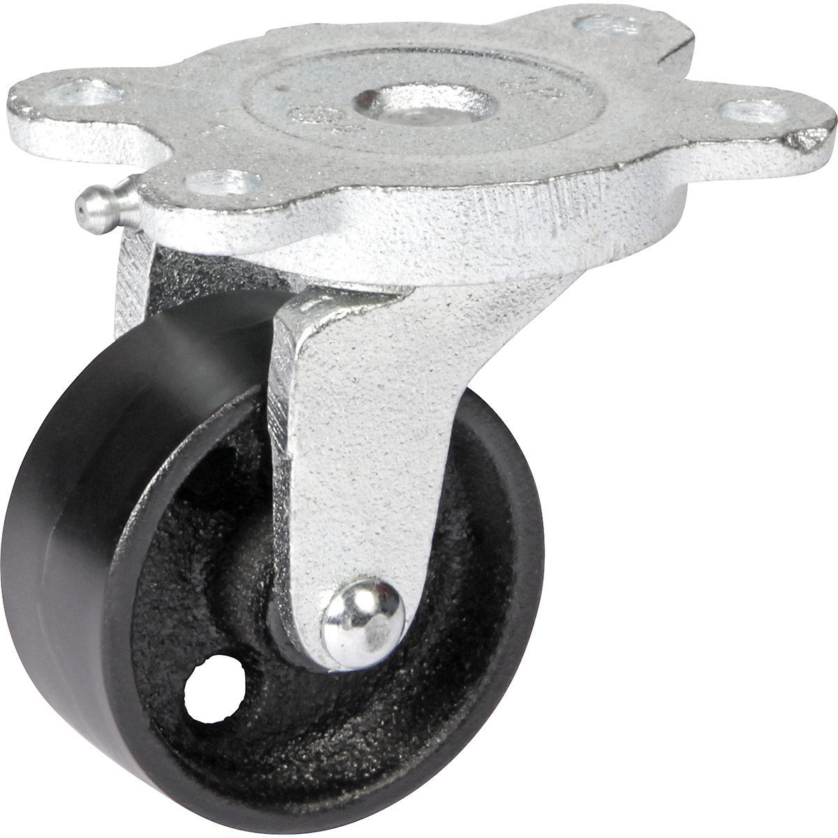 Roda em ferro fundido, corpo em fundição maleável, Ø x largura das rodas 65 x 30 mm, roda orientável com mancal de deslize-0