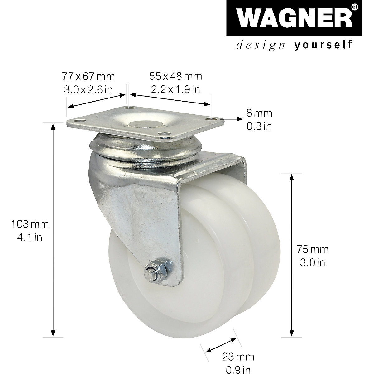Rodas orientáveis duplas para aparelhos ECO – Wagner (Imagem do produto 2)-1