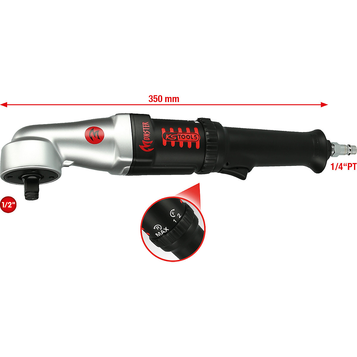 1/2'&#x27; MONSTER vysokovýkonný pneumatický uhlový rázový skrutkovač – KS Tools (Zobrazenie produktu 7)-6