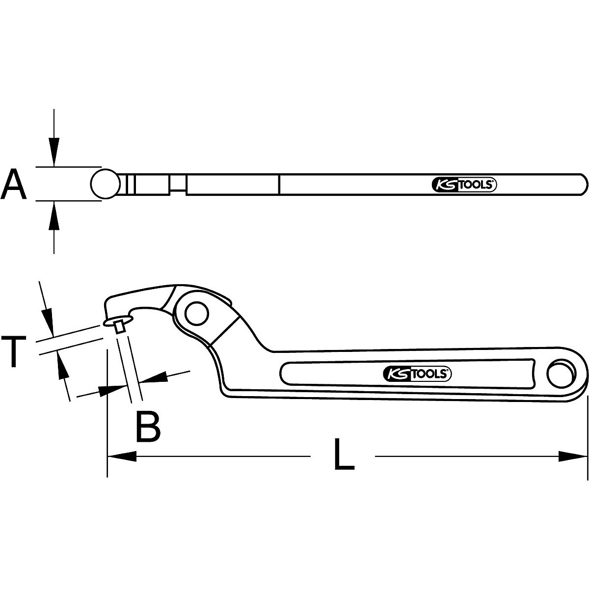 Hákový klíč s kloubem, s čepem – KS Tools (Obrázek výrobku 5)-4