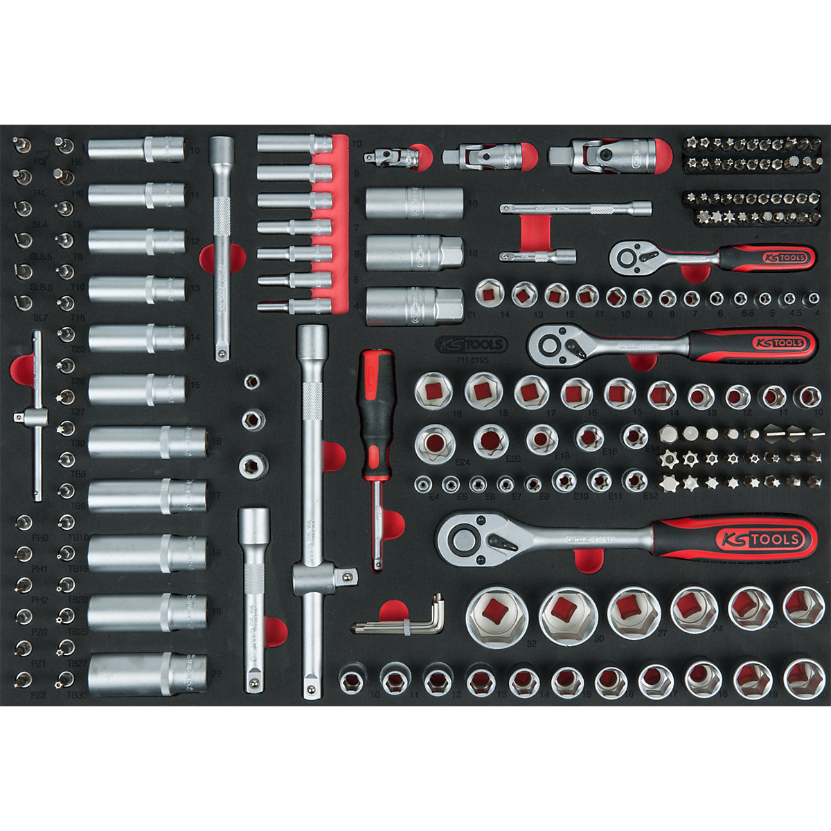 Sada nástrčných klíčů 1/4'' + 3/8'' + 1/2'', výška 35 mm – KS Tools (Obrázek výrobku 2)-1