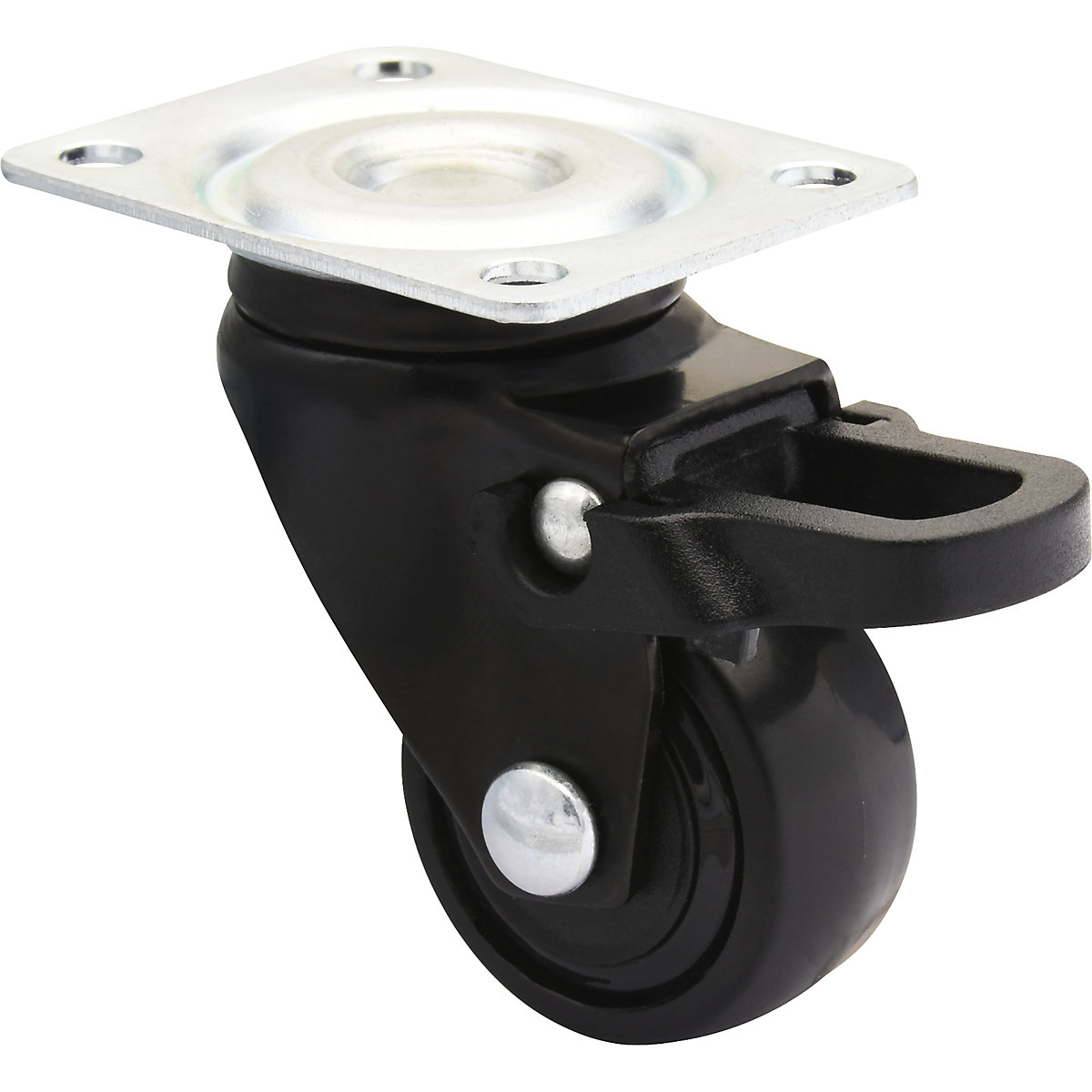 Rotella per mobili serie 3C – Wagner, larghezza ruota 12 mm, nero, conf. da 10 pz., Ø 25 mm, rotella pivottante con freno-0