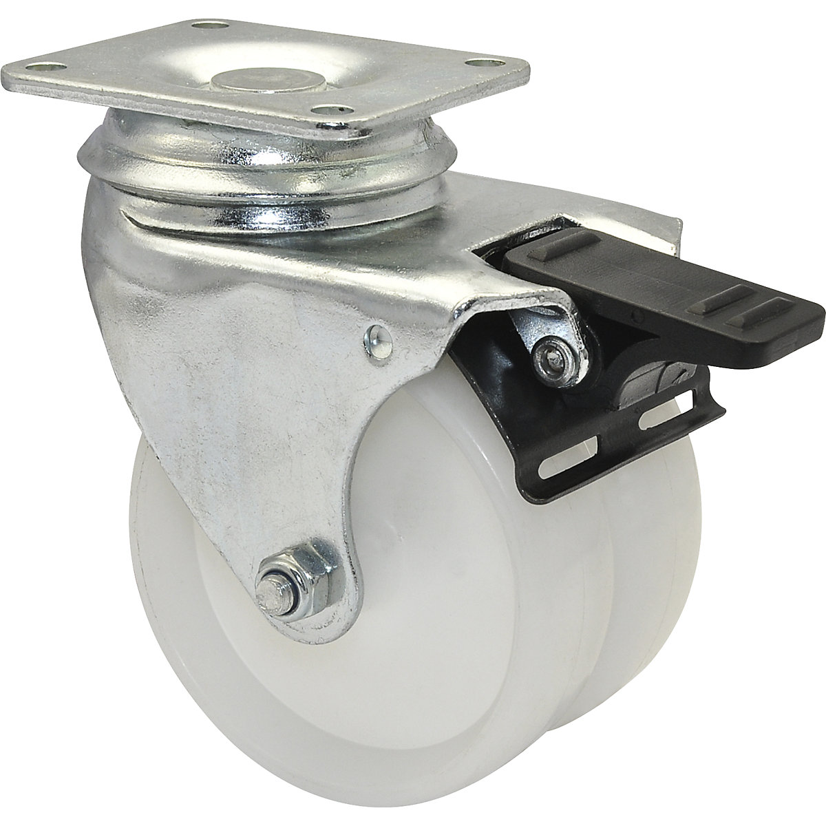 Rotelle pivottanti doppie ECO – Wagner, Ø ruota 75 mm, conf. da 4 pz., rotella pivottante con fermo-0