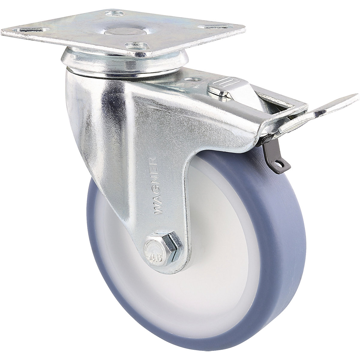 Rotelle pivottanti – Wagner, Ø ruota 100 mm, conf. da 4 pz., rotella pivottante con fermo, piastra-0