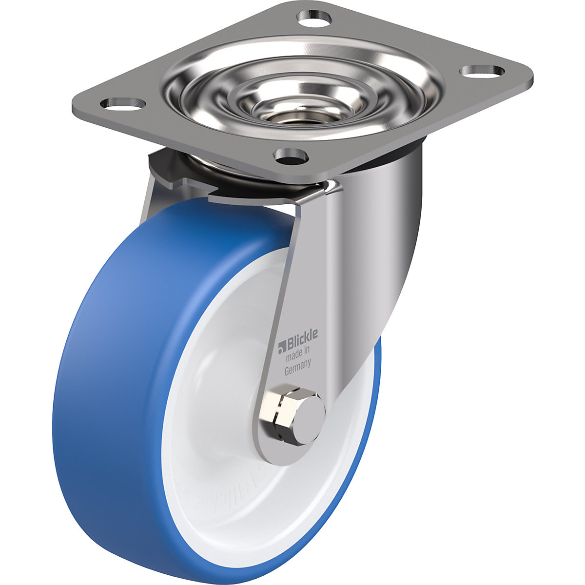 Ruota in TPU, corpo in acciaio inox con piastra – Blickle