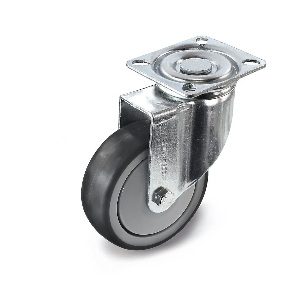 Ruota in gomma termoplastica, con piastra di montaggio – Proroll, Ø x larghezza ruota 125 x 32 mm, rotella pivottante-0