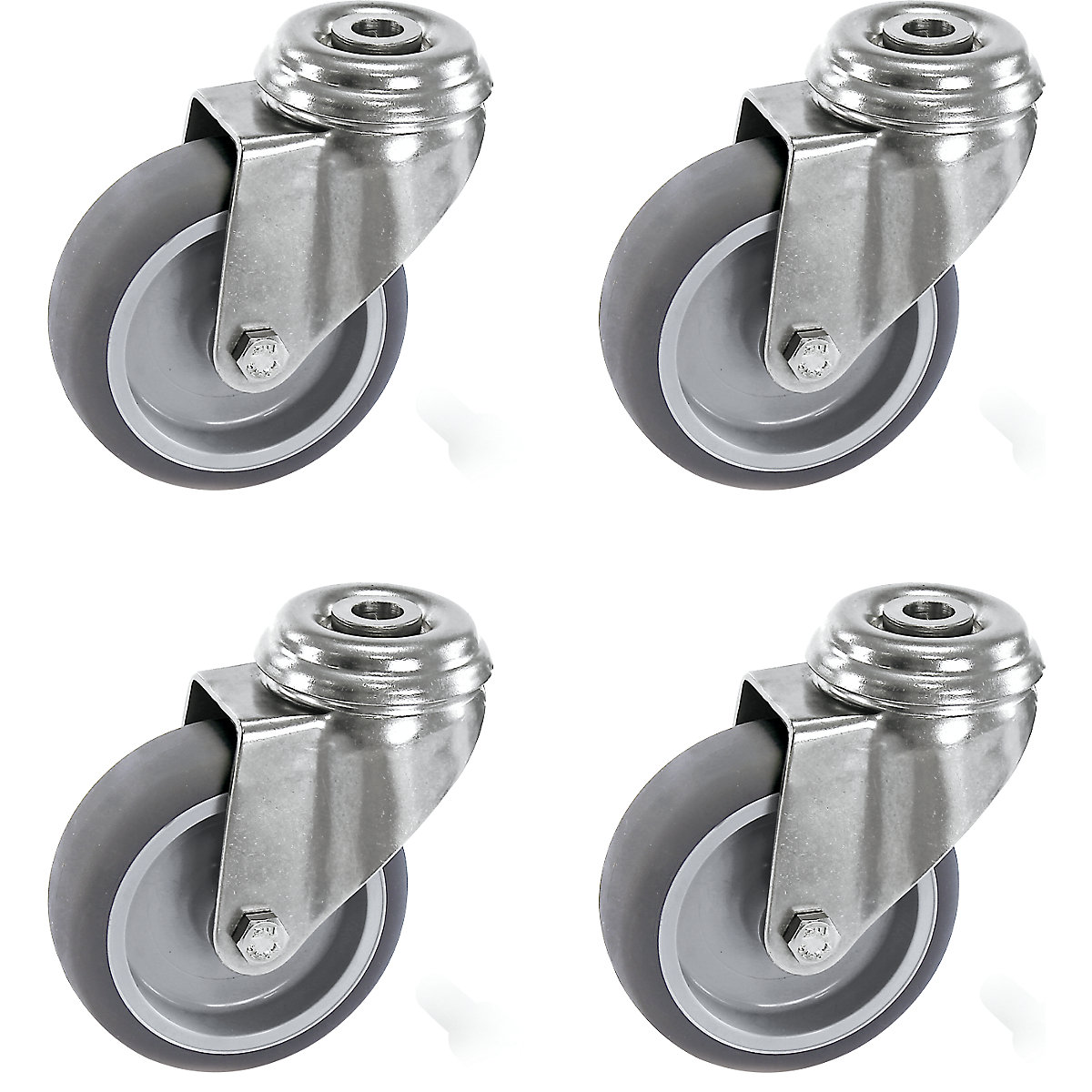 Set di ruote in gomma termoplastica, supporto in acciaio inox - Proroll