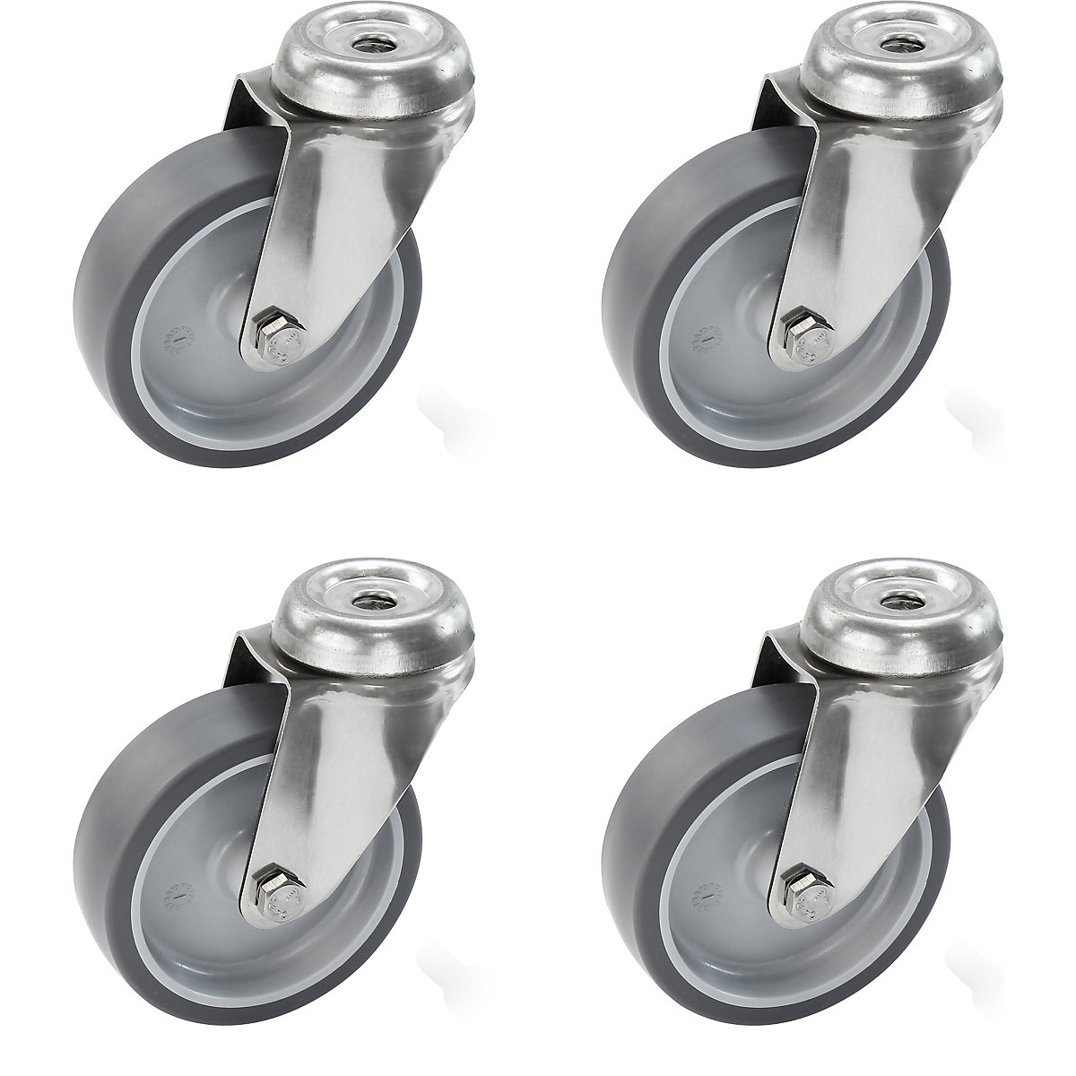 Set di ruote in gomma termoplastica, supporto in acciaio inox – Proroll