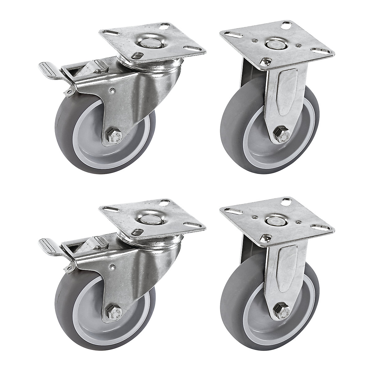 Set di ruote in gomma termoplastica, supporto in acciaio inox – Proroll