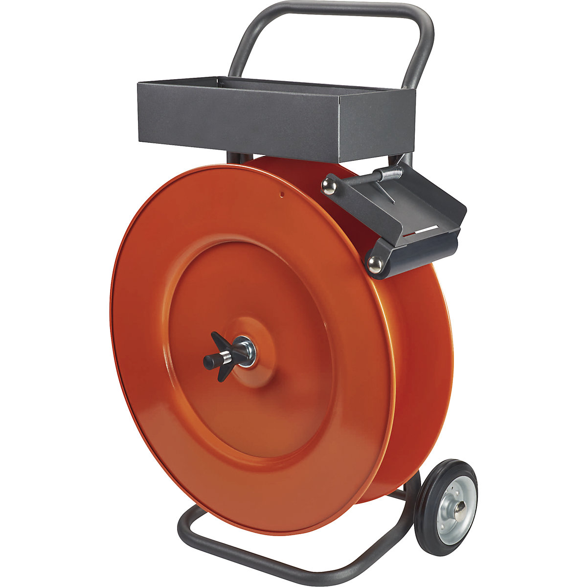 Dévidoir pour feuillard en PP, PET et acier, pour largeur feuillard 12,7 – 32 mm, mobile, avec bac de rangement-0