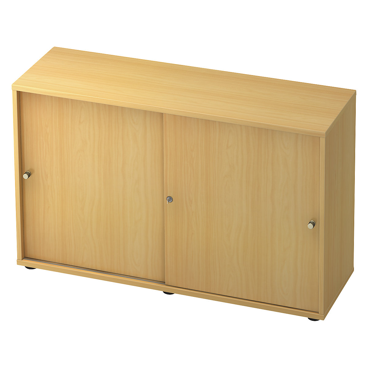 Armário com portas de correr – eurokraft pro, 1 prateleira, separador central, faia/faia-0