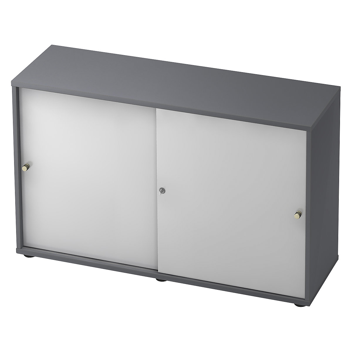 Armário com portas de correr – eurokraft pro, 1 prateleira, separador central, grafite/branco-0