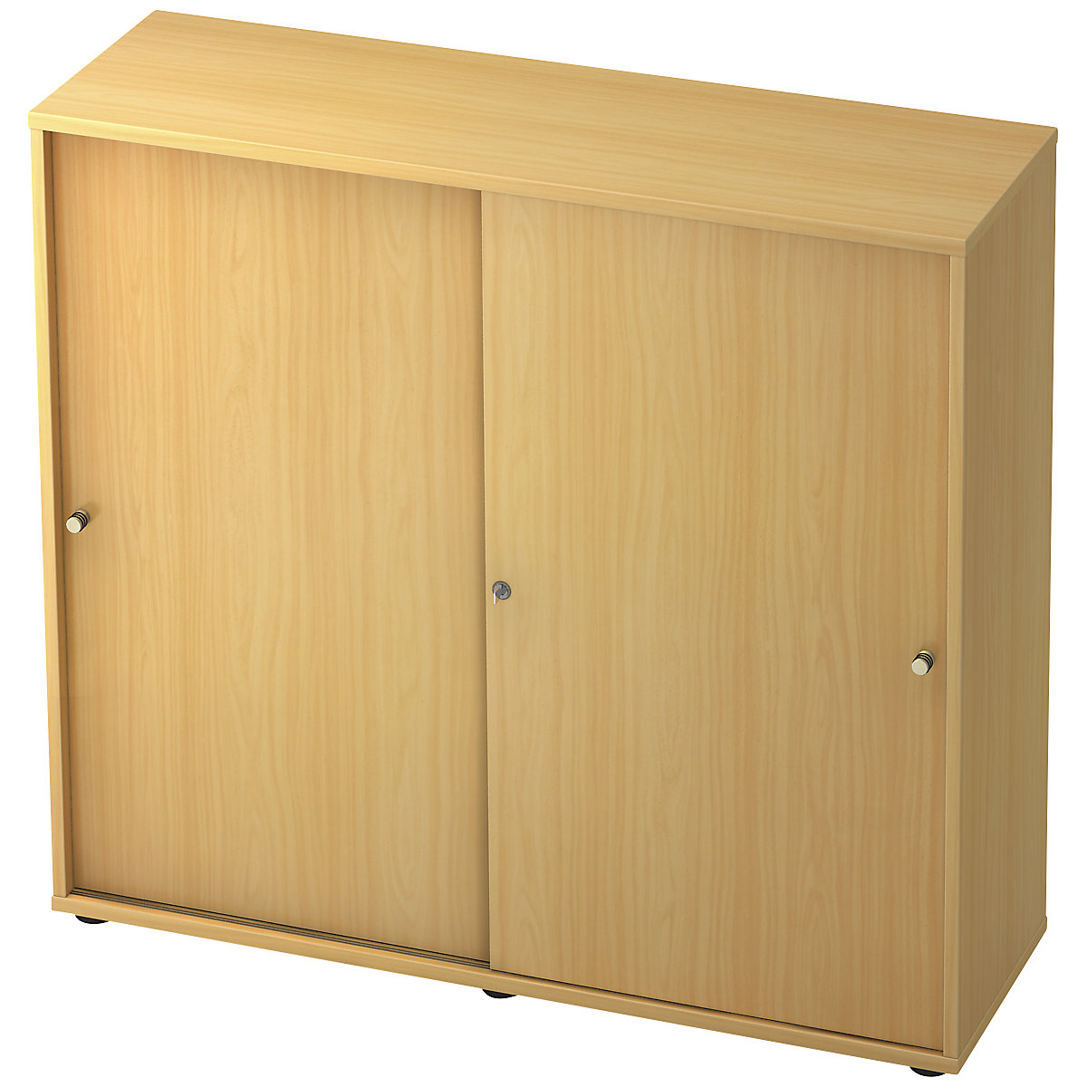 Armário com portas de correr – eurokraft pro, 2 prateleiras, separador central, faia/faia-0