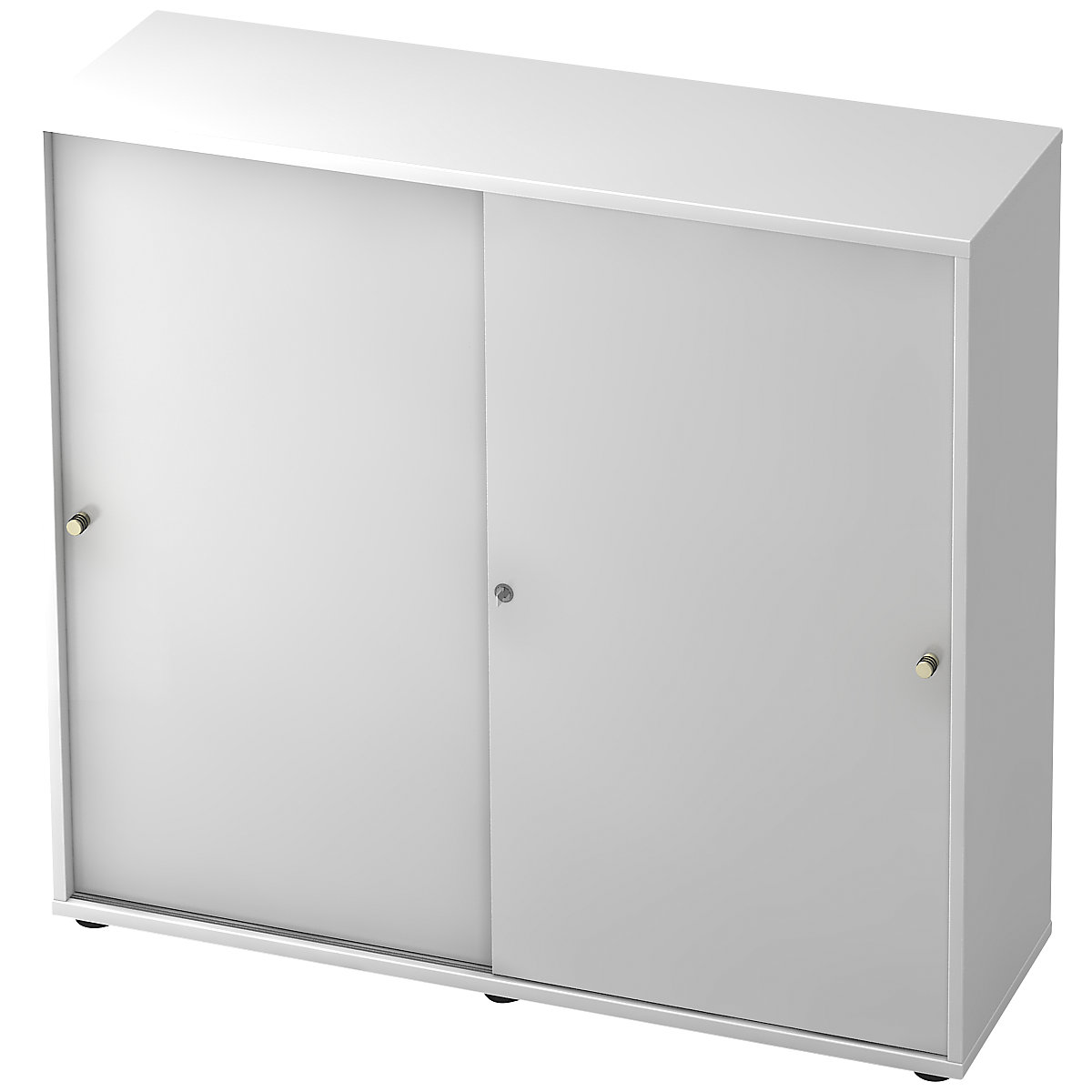 Armário com portas de correr – eurokraft pro, 2 prateleiras, separador central, branco/branco-0