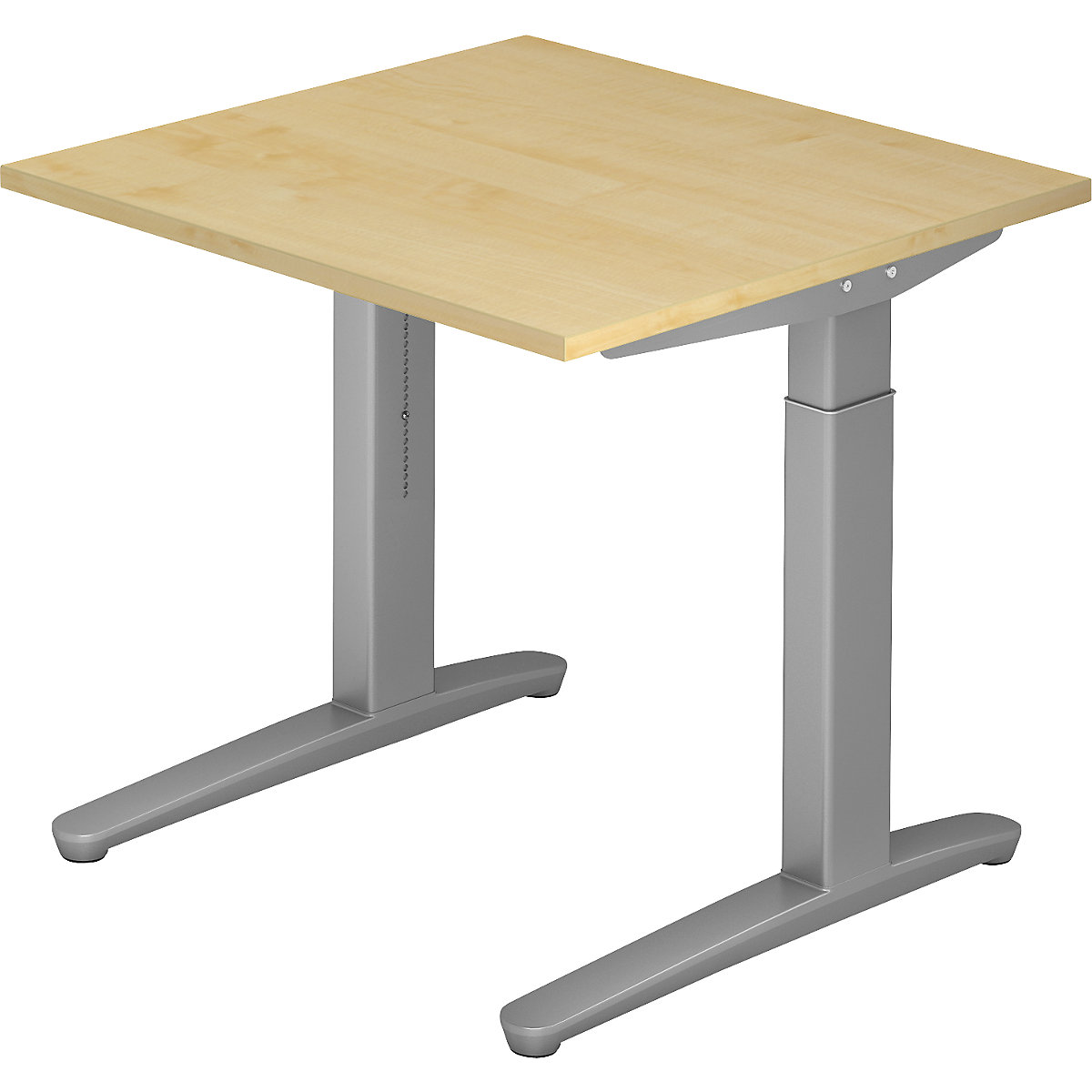 Secretária com estrutura de pés em C ANNY – eurokraft pro, regulável em altura 650 – 850 mm, largura 800 mm, imitação de ácer/alumínio branco-0