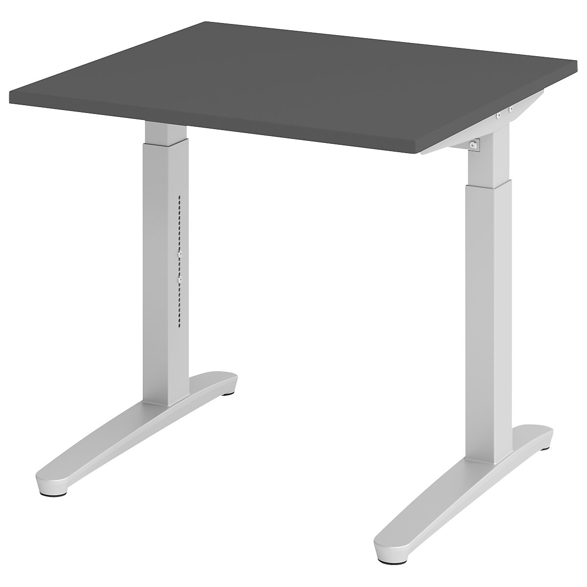 Secretária com estrutura de pés em C ANNY – eurokraft pro, regulável em altura 650 – 850 mm, largura 800 mm, grafite/cinza alumínio-0