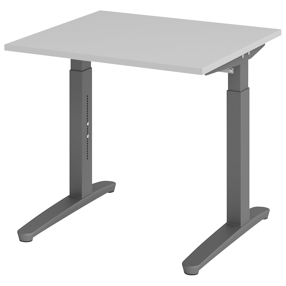 Secretária com estrutura de pés em C ANNY – eurokraft pro, regulável em altura 650 – 850 mm, largura 800 mm, cinzento claro/grafite-0