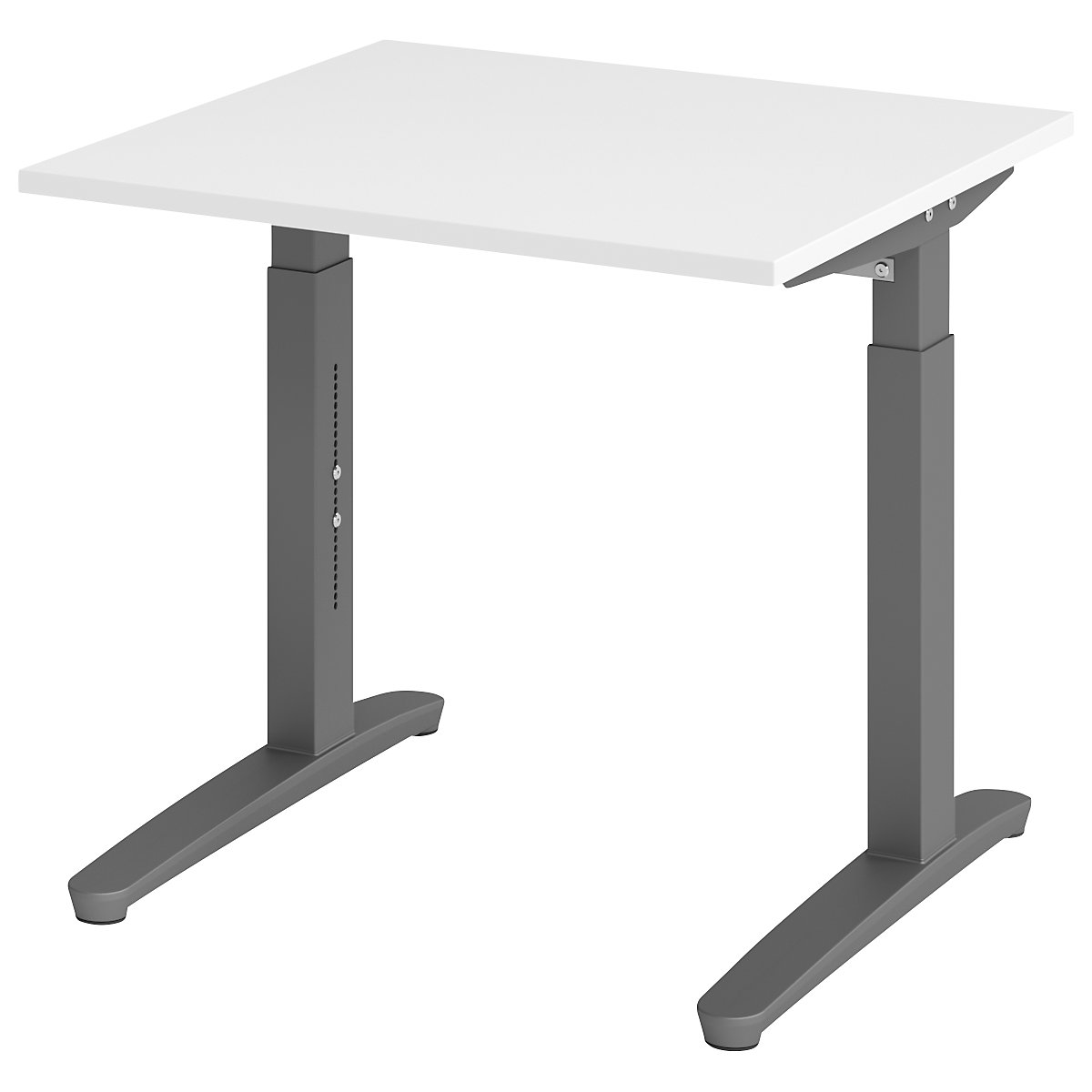 Secretária com estrutura de pés em C ANNY – eurokraft pro, regulável em altura 650 – 850 mm, largura 800 mm, branco/grafite-0
