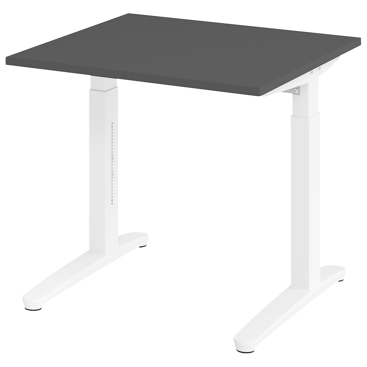 Secretária com estrutura de pés em C ANNY – eurokraft pro, regulável em altura 650 – 850 mm, largura 800 mm, grafite/branco-0