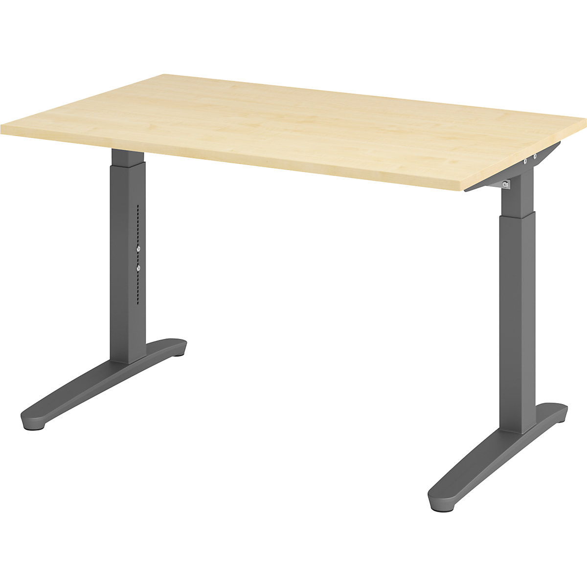 Secretária com estrutura de pés em C ANNY – eurokraft pro, regulável em altura 650 – 850 mm, largura 1200 mm, imitação de ácer/grafite-0