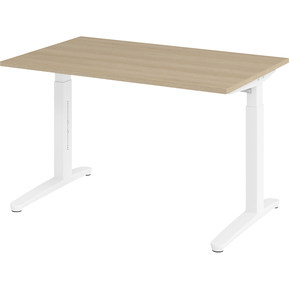 Secretária com estrutura de pés em C ANNY – eurokraft pro, regulável em altura 650 – 850 mm, largura 1200 mm, carvalho/branco-0