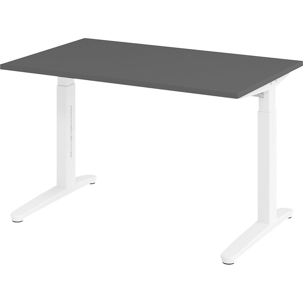 Secretária com estrutura de pés em C ANNY – eurokraft pro, regulável em altura 650 – 850 mm, largura 1200 mm, grafite/branco-0