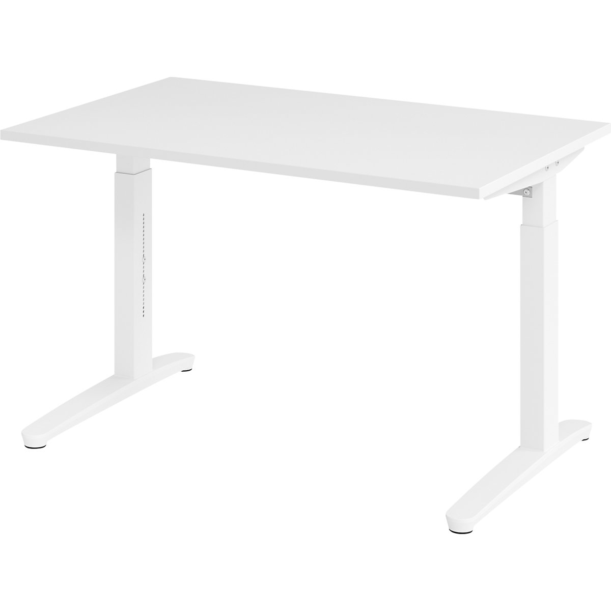 Secretária com estrutura de pés em C ANNY – eurokraft pro, regulável em altura 650 – 850 mm, largura 1200 mm, branco/branco-0