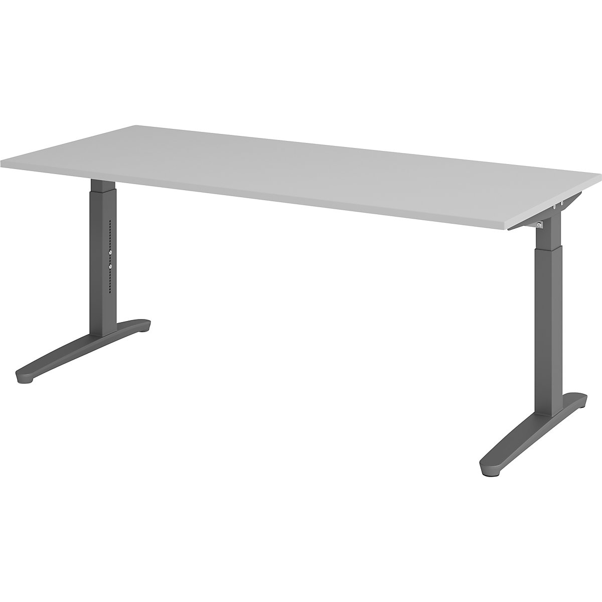 Secretária com estrutura de pés em C ANNY – eurokraft pro, regulável em altura 650 – 850 mm, largura 1800 mm, cinzento claro/grafite-0