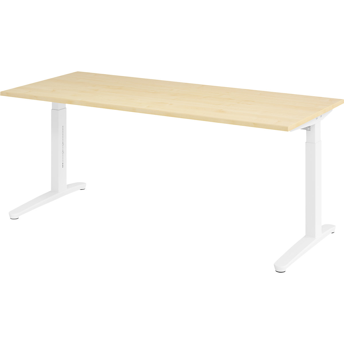Secretária com estrutura de pés em C ANNY – eurokraft pro, regulável em altura 650 – 850 mm, largura 1800 mm, imitação de ácer/branco-0