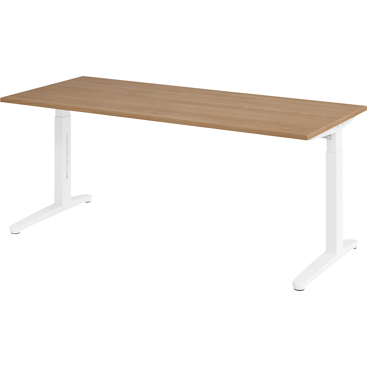 Secretária com estrutura de pés em C ANNY – eurokraft pro, regulável em altura 650 – 850 mm, largura 1800 mm, imitação de nogueira/branco-0