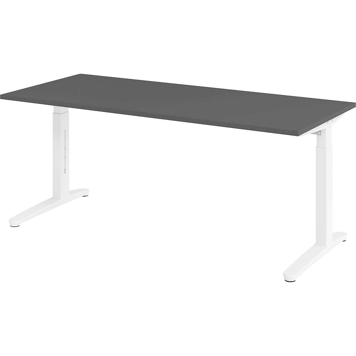 Secretária com estrutura de pés em C ANNY – eurokraft pro, regulável em altura 650 – 850 mm, largura 1800 mm, grafite/branco-0