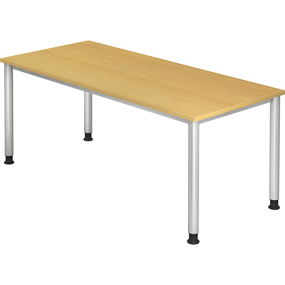Secretária, AxP 685 – 810 x 800 mm, 4 pernas em tubo redondo, largura 1800 mm, cinza alumínio/faia-0