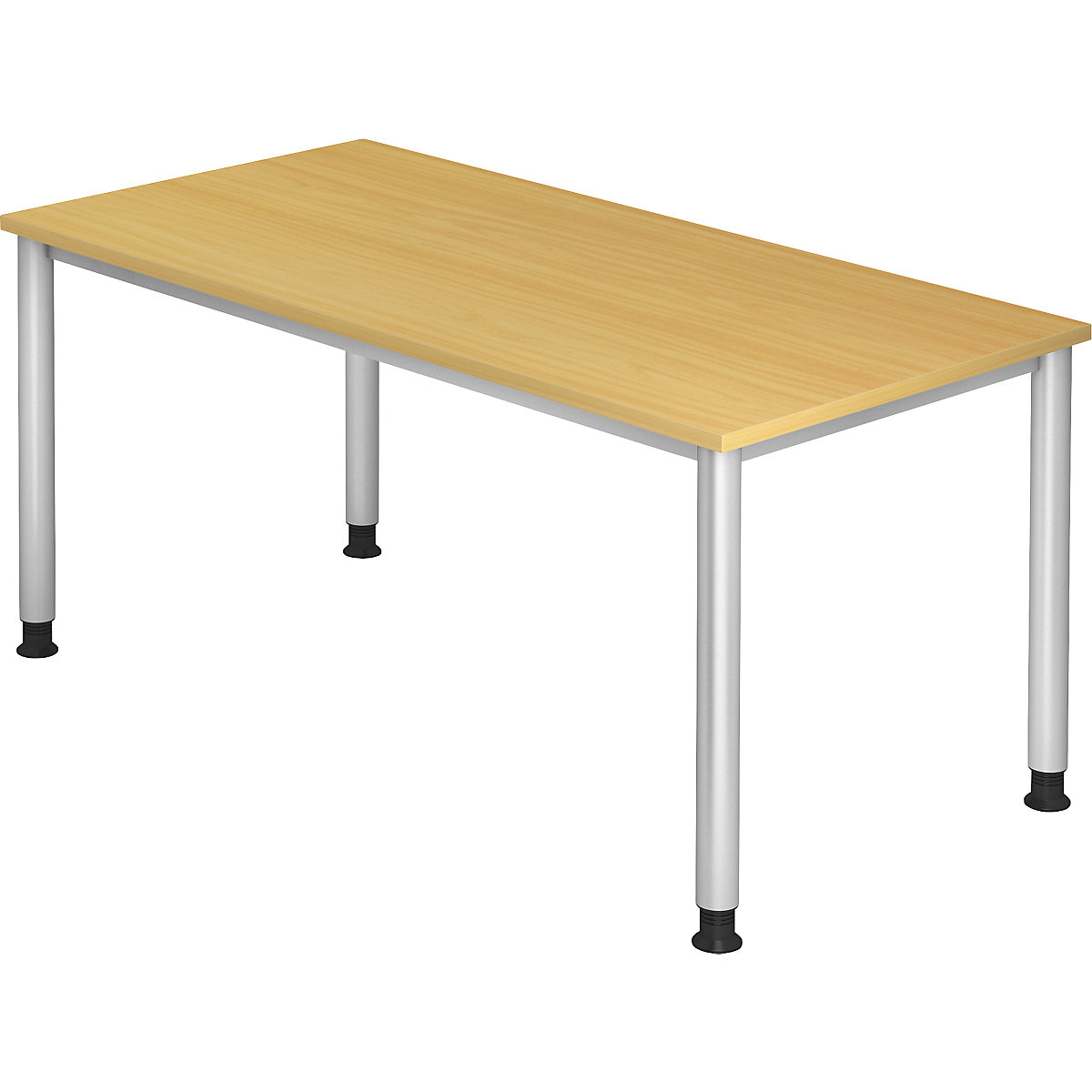 Secretária, AxP 685 – 810 x 800 mm, 4 pernas em tubo redondo, largura 1600 mm, cinza alumínio/faia-0