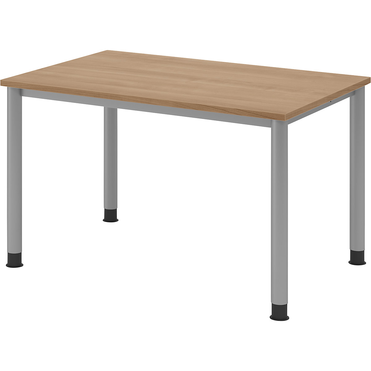 Secretária, AxP 685 – 810 x 800 mm, 4 pernas em tubo redondo, largura 1200 mm, cinza alumínio/nogueira-0