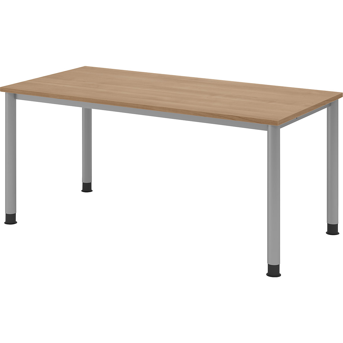 Secretária, AxP 685 – 810 x 800 mm, 4 pernas em tubo redondo, largura 1600 mm, cinza alumínio/nogueira-0