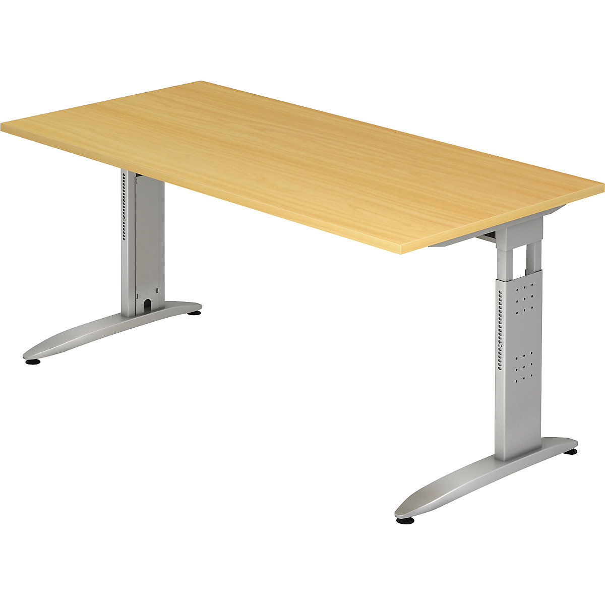 Secretária – eurokraft pro, estrutura de pés em C, altura ajustável, AxLxP 720 x 1600 x 800 mm, imitação de faia-0