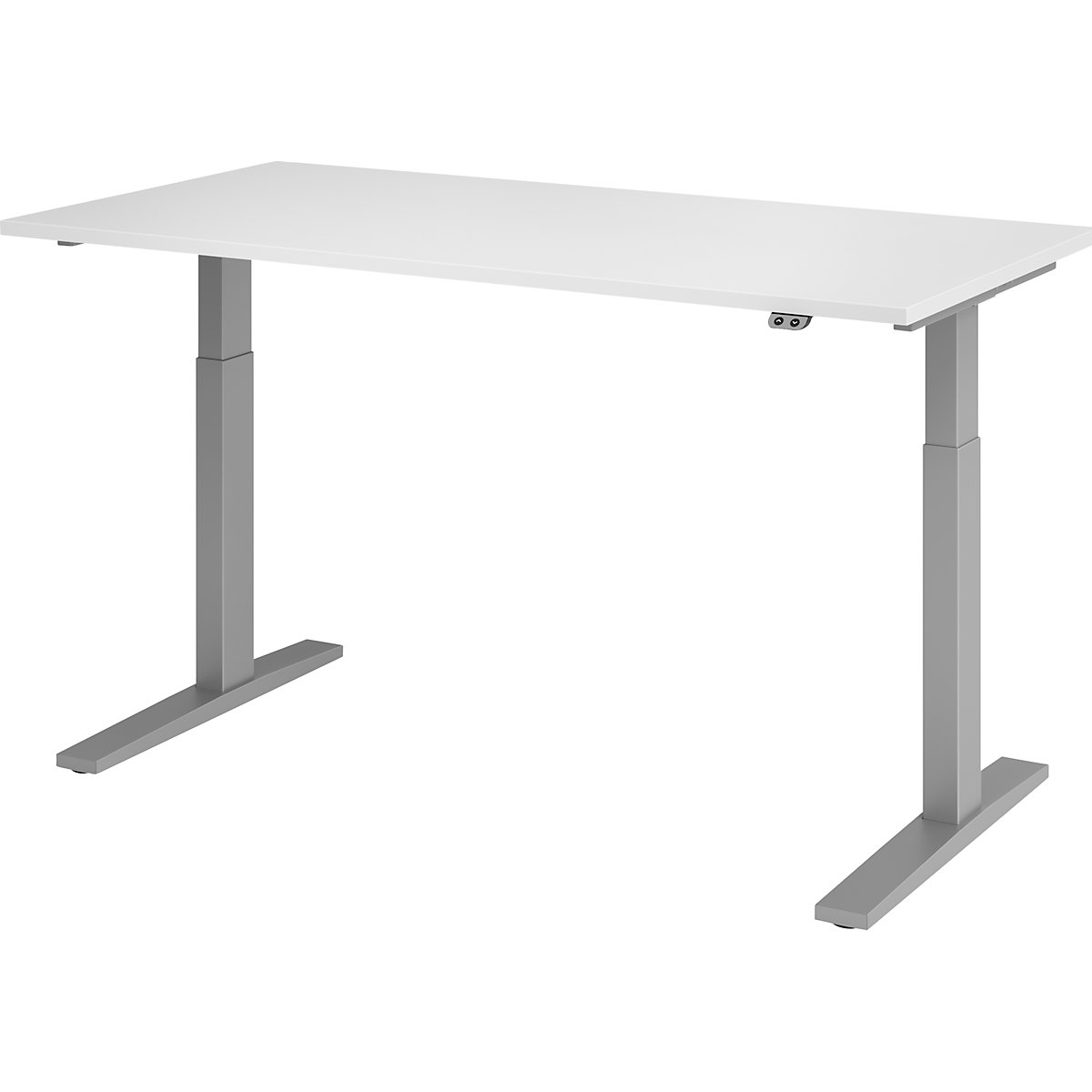 Secretária, regulável eletricamente em altura UPLINER-K, 700 – 1200 mm, LxP 1200 x 800 mm, LxP 1600 x 800 mm, branco/cinza alumínio-0