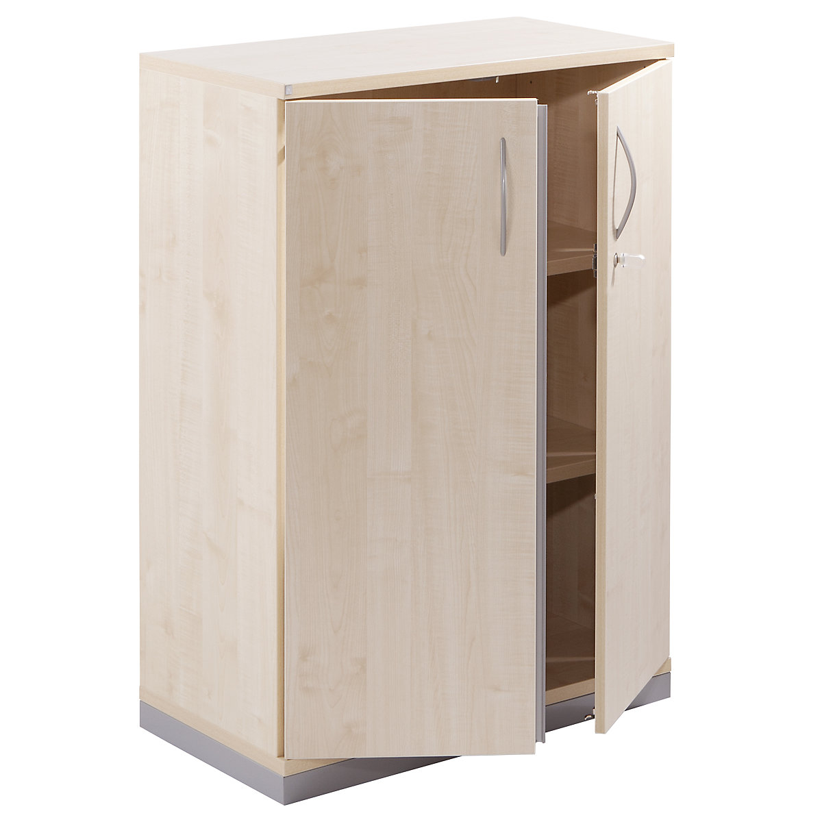 THEA Armoire à portes battantes, 2 tablettes, 3 hauteurs de classeurs, façon érable