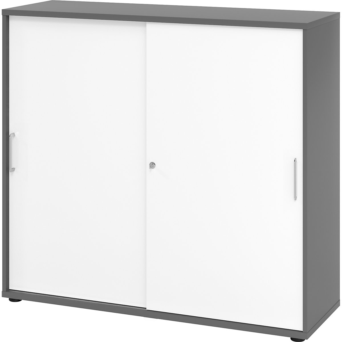 Armoire à portes coulissantes VERA-ZWO, h x l x p 1100 x 1200 x 400 mm, 3 hauteurs de classeurs, graphite / blanc-0