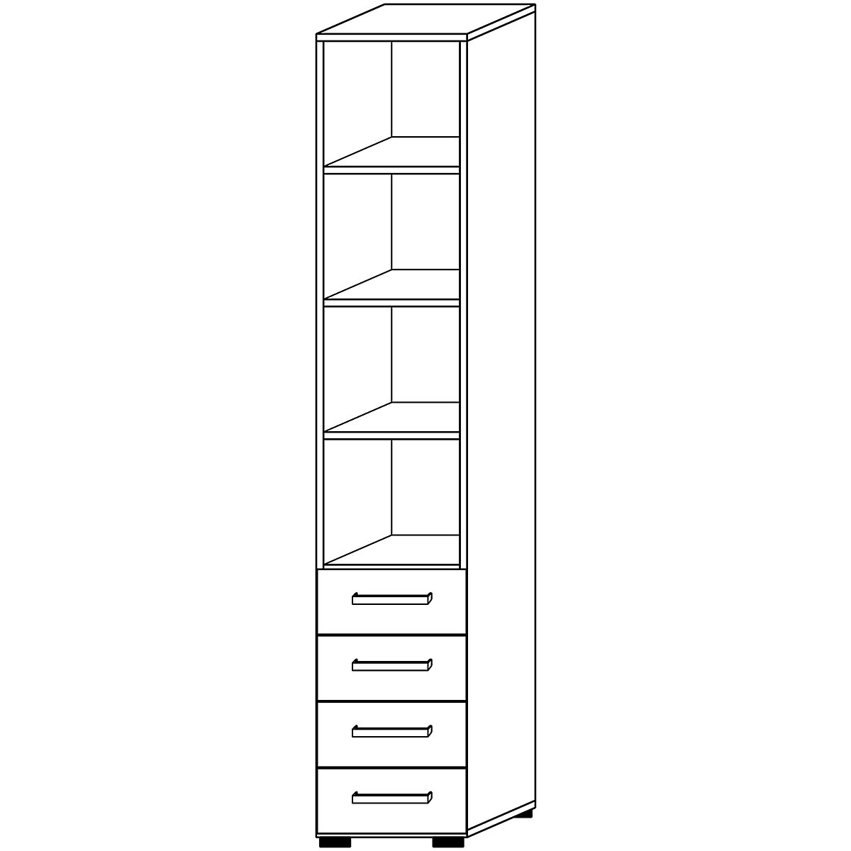 Rayonnage et tiroirs combinés VERA-ZWO (Illustration du produit 2)-1