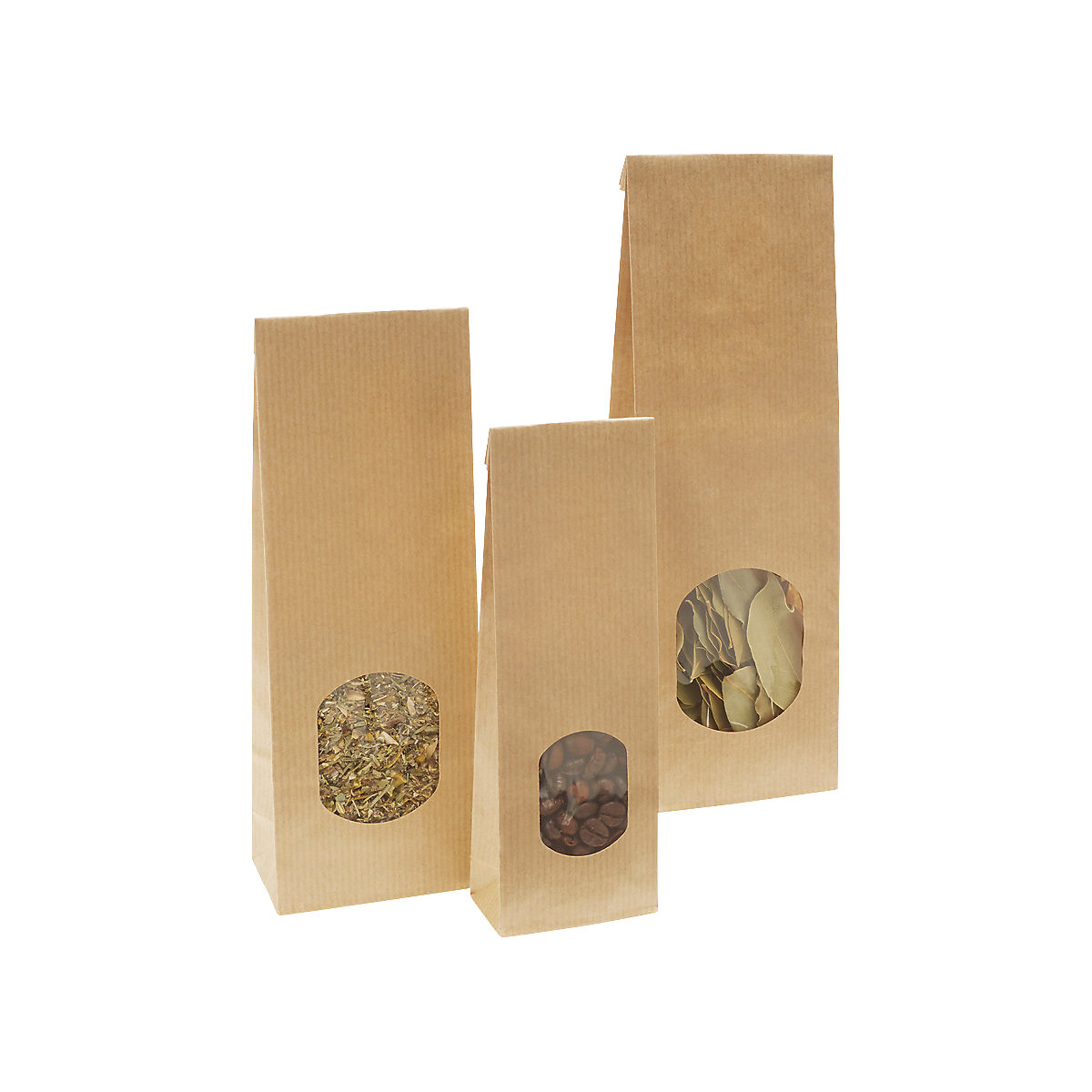 Sacchetti con fondo semirigido e finestra – ratioform, in carta kraft, OPP, lungh. x largh. 175 x 55 mm, conf. da 1000 pz.-0
