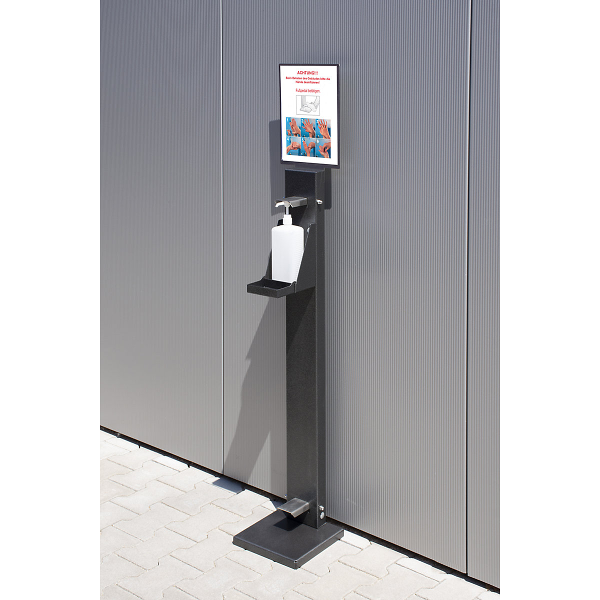 Desinfectiemiddel-/zeep-dispenserzuil met pedaal – eurokraft pro (Productafbeelding 4)-3