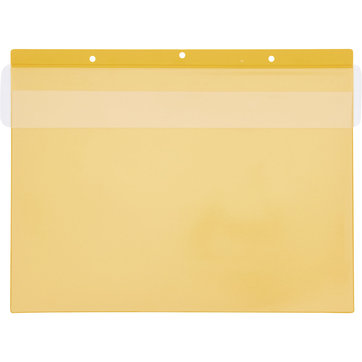 Buste per descrizione del contenuto con fori di fissaggio, formato orizzontale UNI A5, con copertura di protezione, giallo, conf. da 50 pz.-0