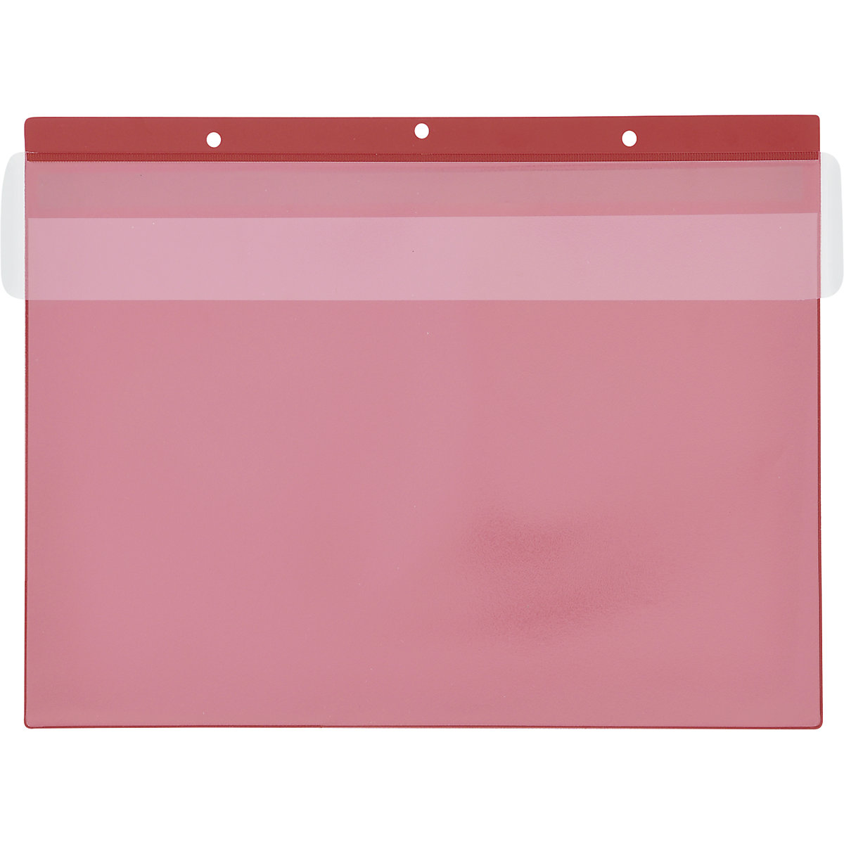 Buste per descrizione del contenuto con fori di fissaggio, formato orizzontale UNI A5, con copertura di protezione, rosso, conf. da 50 pz.-0