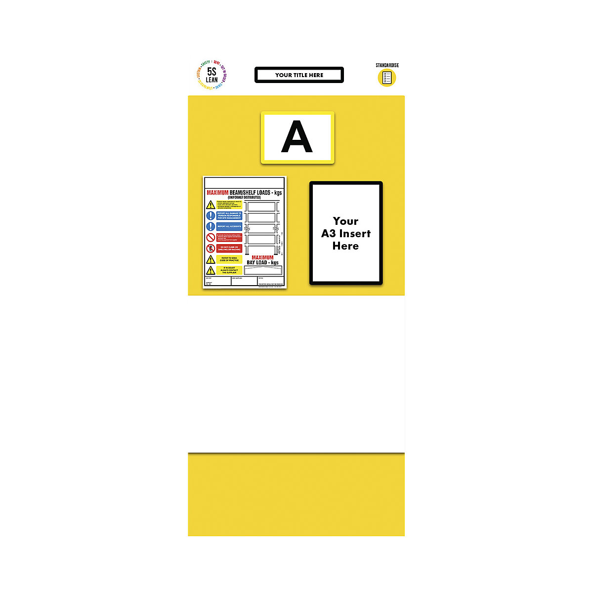 Pannello informativo per scaffalature con campo singolo, lavagna bianca, alt. x largh. 2000 x 900 mm, giallo-0