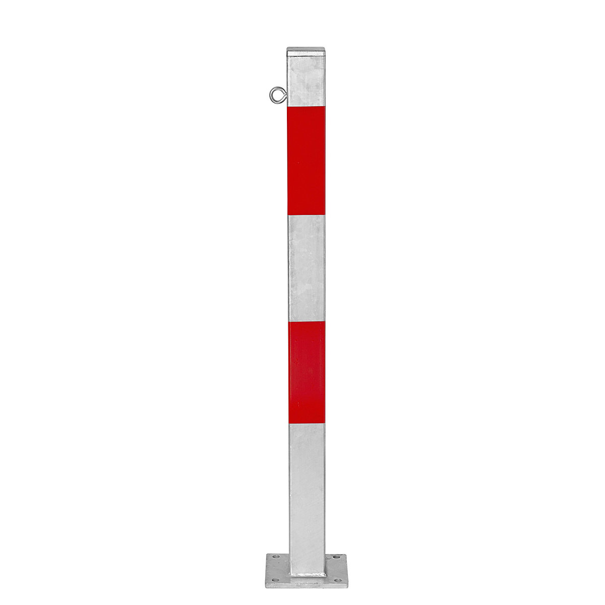 Paletto di sbarramento, da ancorare, 70 x 70 mm, zincatura a fuoco / rifrangente rosso, 1 anello-0