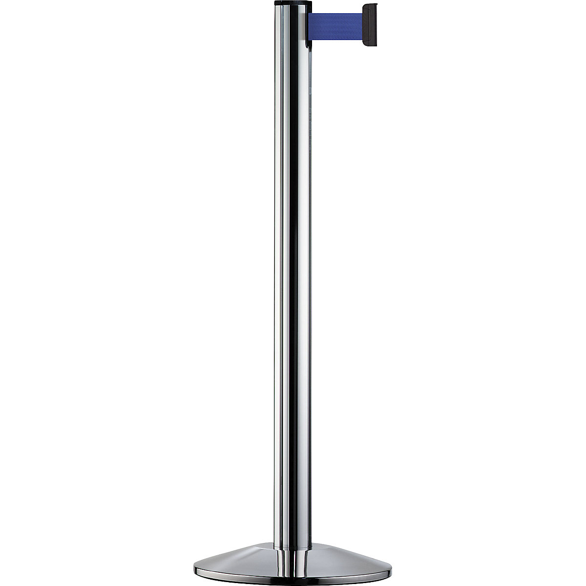 Paletto con nastro Beltrac EXTEND, alluminio, paletto cromato lucido, nastro blu-0
