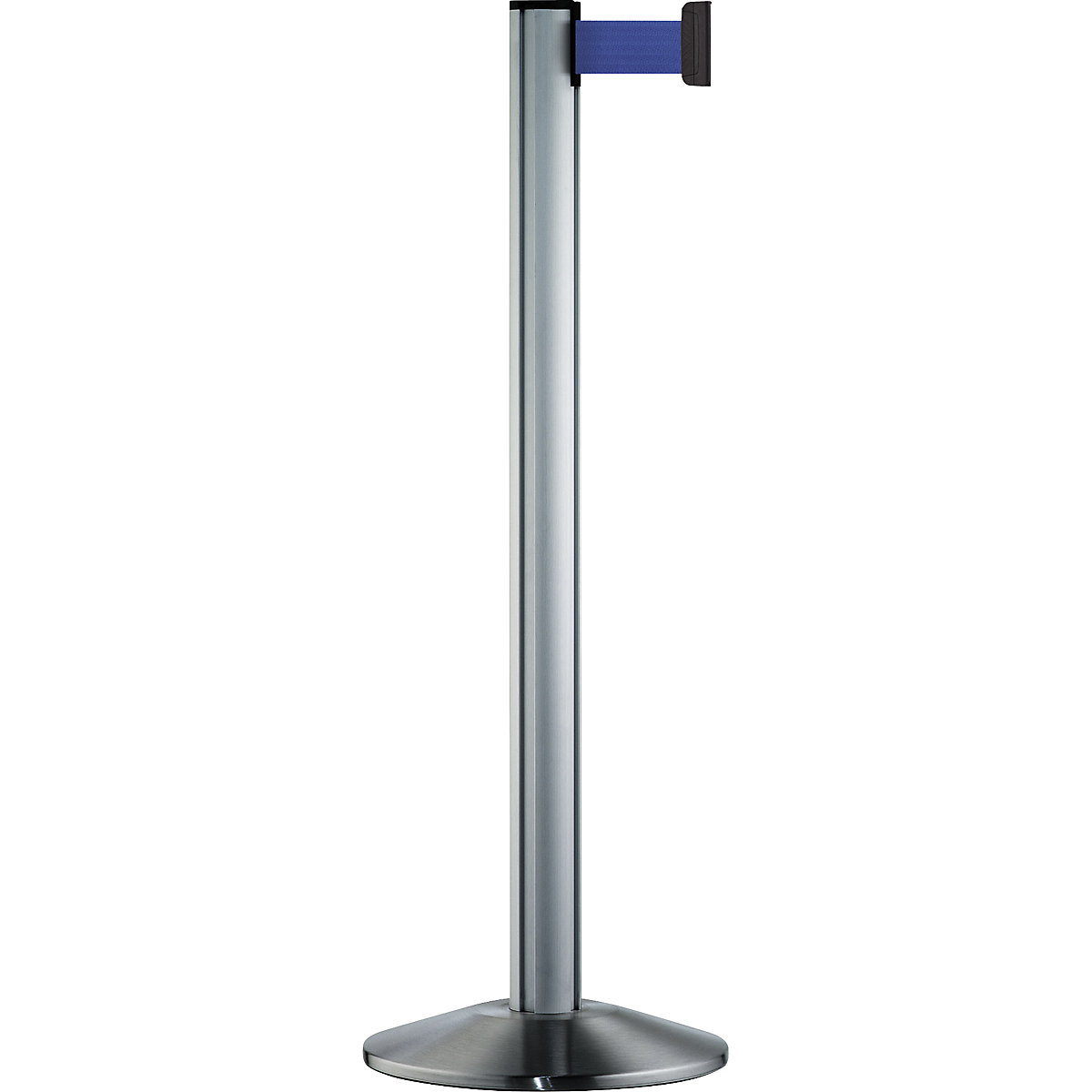 Paletto con nastro Beltrac EXTEND, alluminio, paletto cromato spazzolato, nastro blu-0