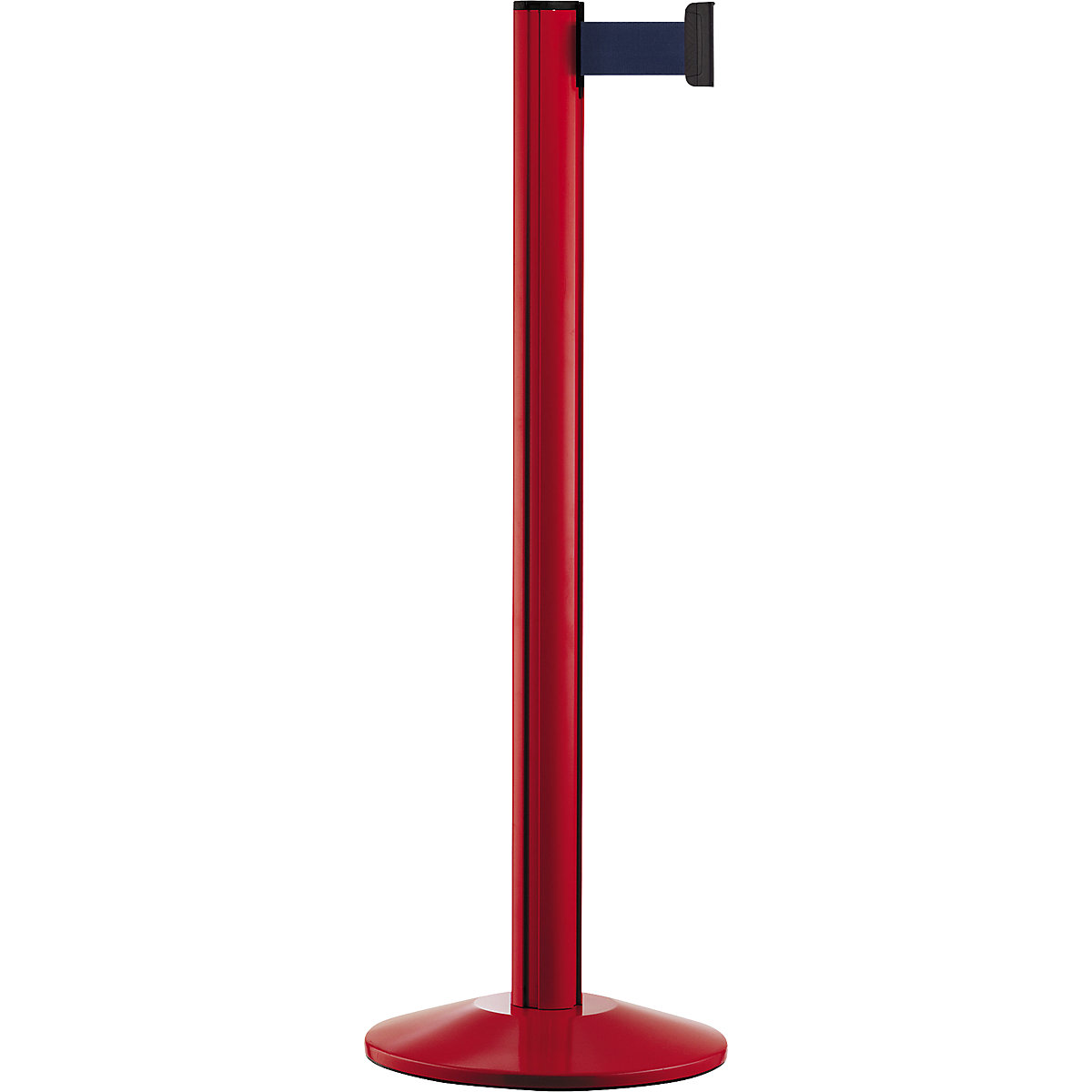 Paletto con nastro Beltrac EXTEND, alluminio, paletto rosso, nastro blu marino-0