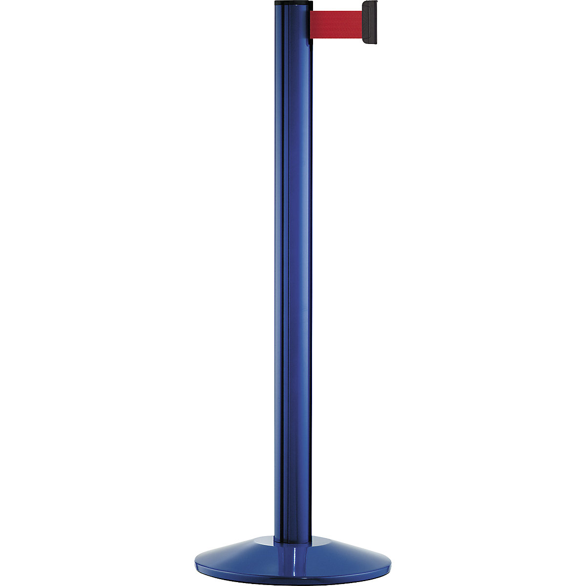 Paletto con nastro Beltrac EXTEND, alluminio, paletto blu, nastro rosso-0